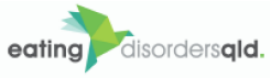 text: eating disorders qld with a green bird image in the origami style