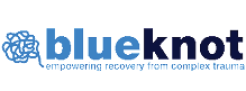 A blue knot with words "blueknot'"