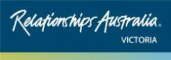 Words "Relationships Australia Victoria" in white font on a blue background